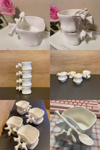 TingKe Nordic ins Style Creative Spine Shape Combination Ceramic Cup Coffee Cup Water Cup Funny Orthopedic Doctor Gift Bone Mug