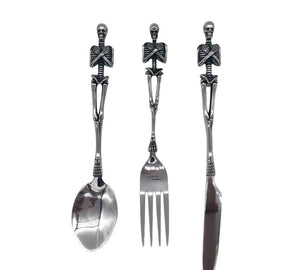 2023 Trend Skeleton Skull Fork Spoon Tableware Vintage Dinner Table Flatware Cutlery Set