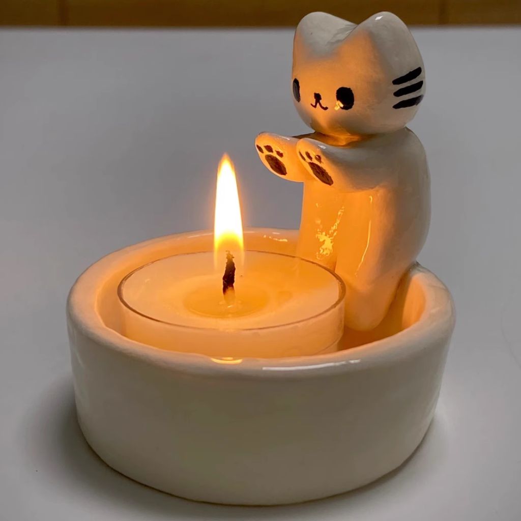 2024 Trend Handmade Ceramic Kitten Candle Holders