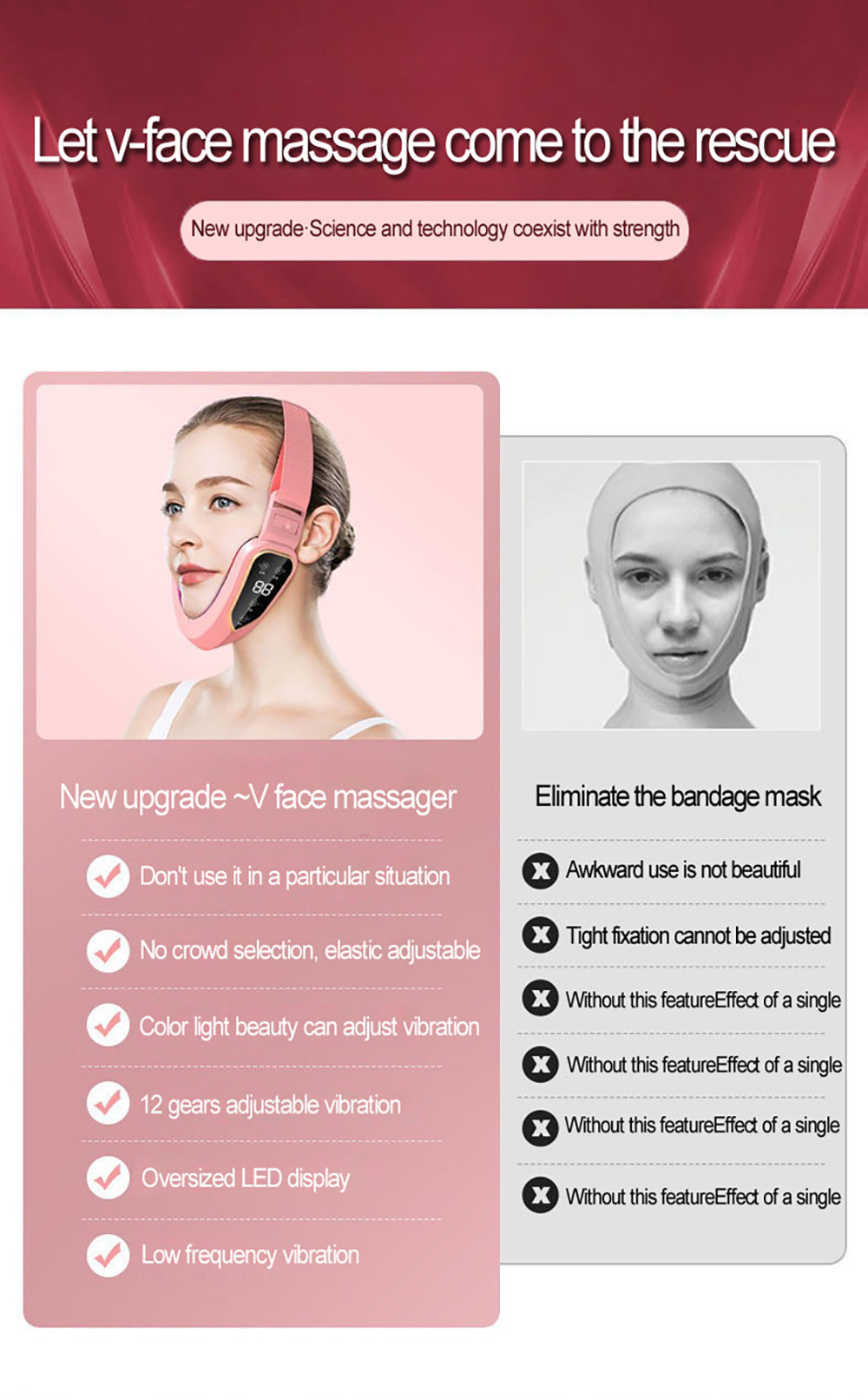 2022 Trend V-Shape Facial Lifting  Slimming Vibration Massager